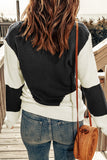 Black Two-Tone Chevron Pullover Sweater LC2722221-2