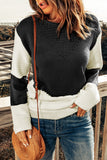 Black Two-Tone Chevron Pullover Sweater LC2722221-2