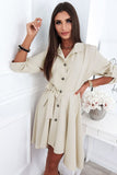 White Button Front Lace Up Asymmetrical Hem Chic White Dress LC6111818-1