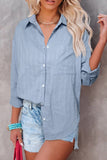 LC2551323-5-S, LC2551323-5-M, LC2551323-5-L, LC2551323-5-XL, LC2551323-5-2XL, Blue Textured Buttoned Pocket Long Sleeve Shirt