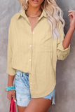 LC2551323-16-S, LC2551323-16-M, LC2551323-16-L, LC2551323-16-XL, LC2551323-16-2XL, Khaki Textured Buttoned Pocket Long Sleeve Shirt
