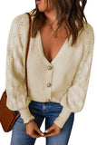 Apricot Women's Bishop Sleeve Button V Neck Sweater Cardigan LC271628-18