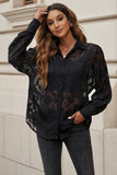LC2551461-2-S, LC2551461-2-M, LC2551461-2-L, LC2551461-2-XL, LC2551461-2-2XL, Black Collared Neck Floral Textured Shirt