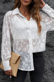LC2551461-1-S, LC2551461-1-M, LC2551461-1-L, LC2551461-1-XL, LC2551461-1-2XL, White Collared Neck Floral Textured Shirt