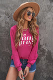 Rose This Mama Prays Letter Print Oversized Pullover Sweatshirt LC25312413-6