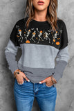 Black Woman's Striped Contrast Stitching Sweatshirt LC25312491-2