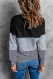 Black Woman's Striped Contrast Stitching Sweatshirt LC25312491-2