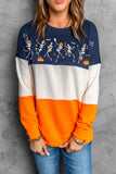 Orange Woman's Striped Contrast Stitching Sweatshirt LC25312491-14