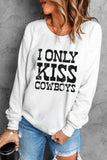 White LONELY KISS COWBOYS Crew Neck Sweatshirt LC25312497-1