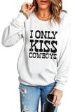 White LONELY KISS COWBOYS Crew Neck Sweatshirt LC25312497-1