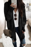Black Plaid Knitted Long Open Front Cardigan LC271468-2