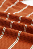 Brown Extend Color Block Cuffs Rib Knit Striped Pullover LC25115193-17