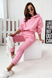 Pink Solid color fashion leisure sports cap long sleeve pants two-piece suit LC624837-10