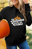 Black Autumn Vibes Pumpkin Graphic Print Crew Neck Sweatshirt LC25312532-2