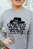 COWBOY Take Me Away Hat Print Pullover Sweatshirt