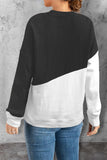 Black Patchwork Dropped Shoulder Sleeve Sweatshirt LC25312579-2