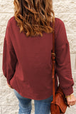 Red Cowl Neck Drop Shoulder Sweatshirt LC25312138-3