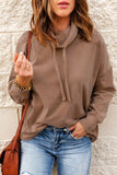 Brown Cowl Neck Drop Shoulder Sweatshirt LC25312138-17