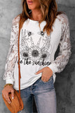 Be The Sunshine Sketch Print Embroidered Long Sleeve Top