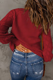 Red Women's Bishop Sleeve Button V Neck Sweater Cardigan LC271628-3