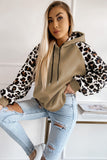 Khaki Leopard Bishop Sleeve Hooded Sweatshirt LC25312272-16