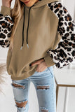 Khaki Leopard Bishop Sleeve Hooded Sweatshirt LC25312272-16