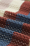 LC271655-5-S, LC271655-5-M, LC271655-5-L, LC271655-5-XL, LC271655-5-2XL, Blue Striped Color Block Hollowed Knit Cardigan