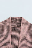 Pink Plaid Knitted Long Open Front Cardigan LC271468-10