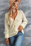 Apricot Women's Bishop Sleeve Button V Neck Sweater Cardigan LC271628-18