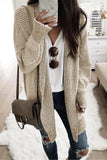 Apricot Plaid Knitted Long Open Front Cardigan LC271468-18