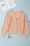 Pink Women's Bishop Sleeve Button V Neck Sweater Cardigan LC271628-1010