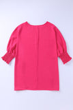 Rose Smocked Cuffs Shift Blouse LC25115564-6