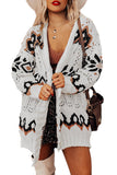 White Tribal Pattern Hollowed Knit Long Cardigan LC271743-1