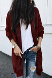 Red Plaid Knitted Long Open Front Cardigan LC271468-3