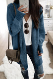 Sky Blue Plaid Knitted Long Open Front Cardigan LC271468-4