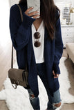 Blue Plaid Knitted Long Open Front Cardigan LC271468-5