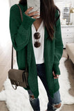 Green Plaid Knitted Long Open Front Cardigan LC271468-9