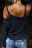 Blue Open Shoulder Sweater