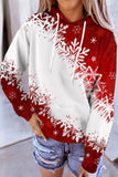 Felpe con cappuccio con coulisse stampa fiocco di neve rosso e bianco Tie Dye da donna