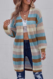 Women's Striped Color Block Hollowed Knit Cardigan