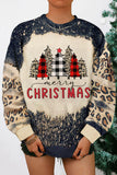 Merry Christmas Tree Sweatshirt for Women Leopard Casual Fall Pullover Tops