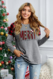 Merry Christmas Sweatshirt Xmas Raglan Sleeve Pullover Tops