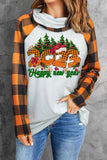 Women's 2023 Happy New Year Christmas Orange Plaid Sweatshirt