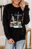 LC25313602-2-S, LC25313602-2-M, LC25313602-2-L, LC25313602-2-XL, LC25313602-2-2XL, Black Christmas Sweatshirt for Women Snowman Casual Tops