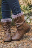 Women's Buckled Low Heel Slip On Winter Boots