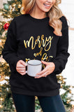 LC25313616-2-S, LC25313616-2-M, LC25313616-2-L, LC25313616-2-XL, LC25313616-2-2XL, Black Merry Bright Christmas Sweatshirt Xmas Pullover Tops