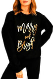 LC25313616-2-S, LC25313616-2-M, LC25313616-2-L, LC25313616-2-XL, LC25313616-2-2XL, Black Merry Bright Christmas Sweatshirt Xmas Pullover Tops