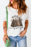 T-shirt girocollo con stampa grafica albero di Natale bianco