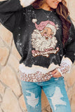 LC25313639-2-S, LC25313639-2-M, LC25313639-2-L, LC25313639-2-XL, LC25313639-2-2XL, Black Christmas Santa Claus Graphic Pullover Oversized Sweatshirt