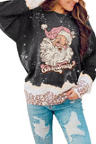 LC25313639-2-S, LC25313639-2-M, LC25313639-2-L, LC25313639-2-XL, LC25313639-2-2XL, Black Christmas Santa Claus Graphic Pullover Oversized Sweatshirt